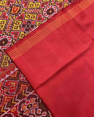 Red & Yellow Manekchowk Designer Patola Saree - SindhoiPatolaArt