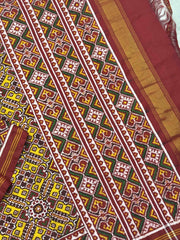Red & Yellow Manekchowk patan patola - SindhoiPatolaArt