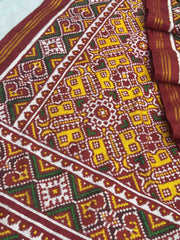Red & yellow Manekchowk patan patola - SindhoiPatolaArt