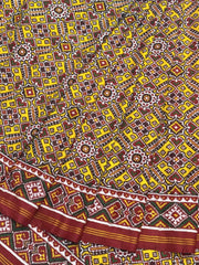 Red & Yellow Manekchowk patan patola - SindhoiPatolaArt