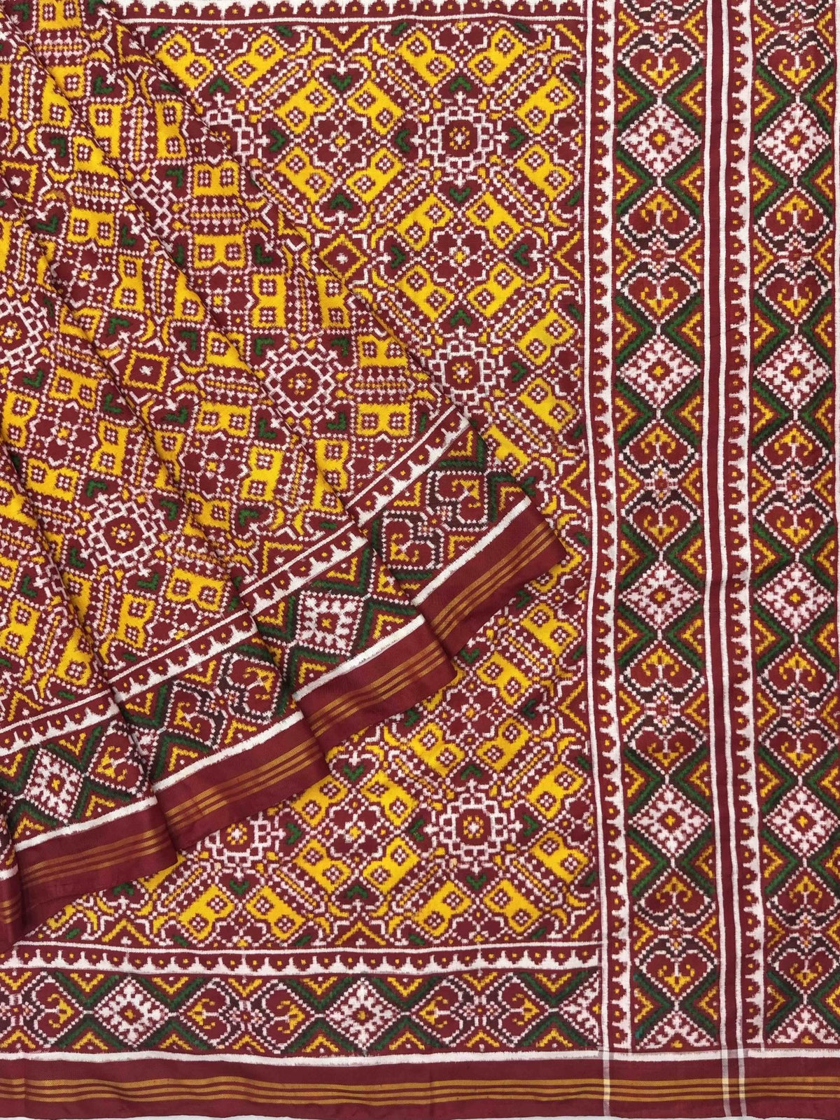 Red & yellow Manekchowk patan patola - SindhoiPatolaArt