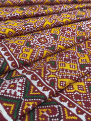Red & yellow Manekchowk patan patola - SindhoiPatolaArt