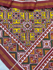 Red & Yellow Manekchowk patan patola - SindhoiPatolaArt