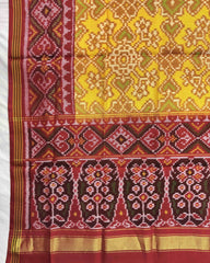 Red & Yellow Manekchowk Patola Dupatta - SindhoiPatolaArt