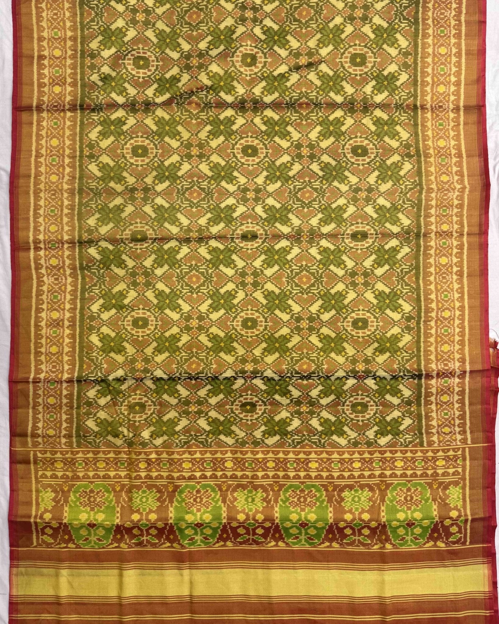 Red & Yellow Manekchowk Tissue Patola Saree - SindhoiPatolaArt