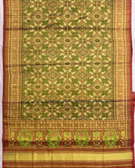 Red & Yellow Manekchowk Tissue Patola Saree - SindhoiPatolaArt