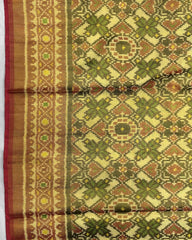 Red & Yellow Manekchowk Tissue Patola Saree - SindhoiPatolaArt
