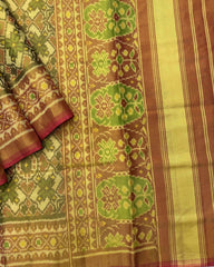 Red & Yellow Manekchowk Tissue Patola Saree - SindhoiPatolaArt