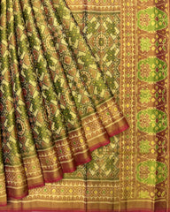 Red & Yellow Manekchowk Tissue Patola Saree - SindhoiPatolaArt
