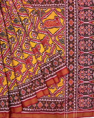 Red & Yellow Narikunj Designer Patola Saree - SindhoiPatolaArt