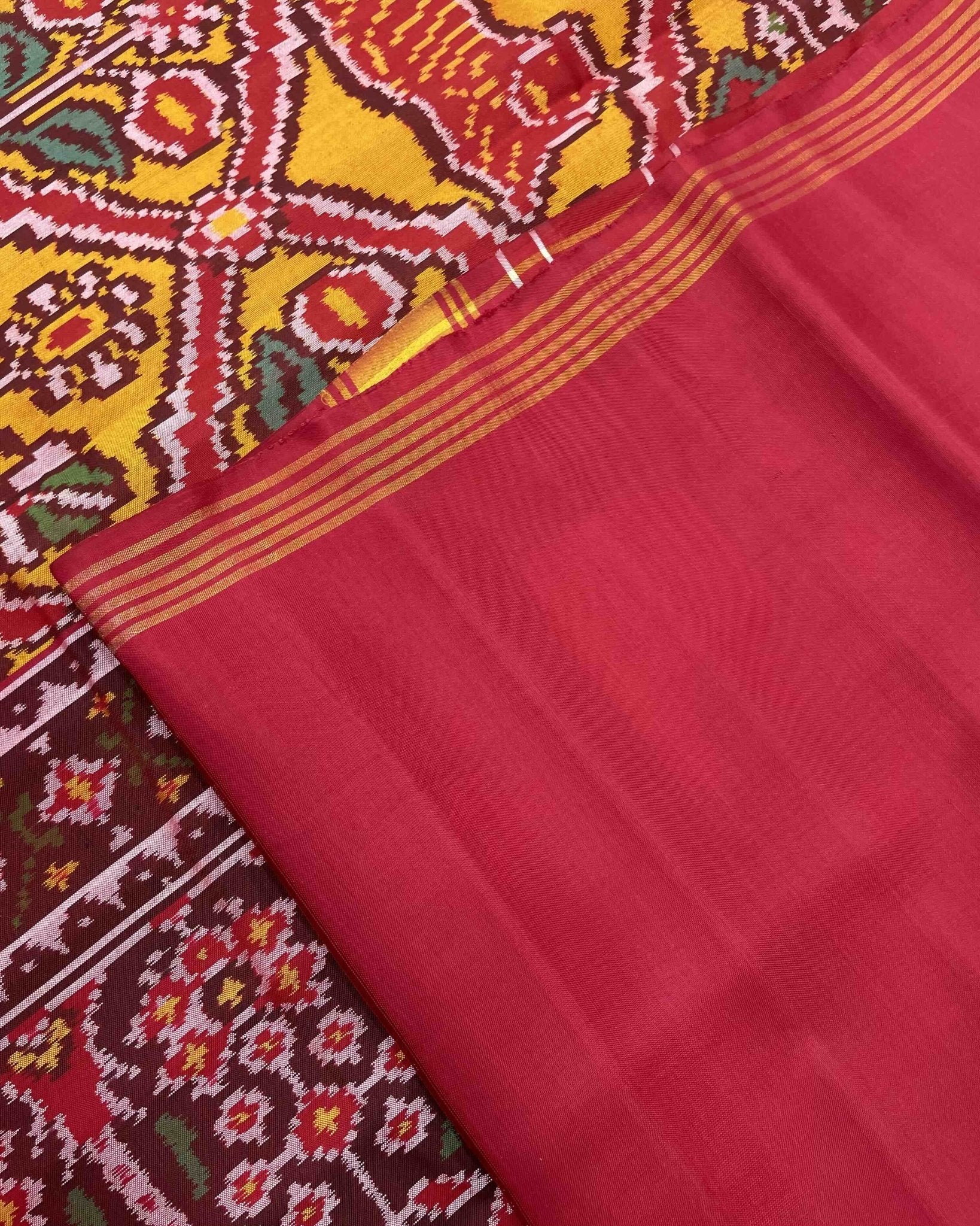 Red & Yellow Narikunj Designer Patola Saree - SindhoiPatolaArt