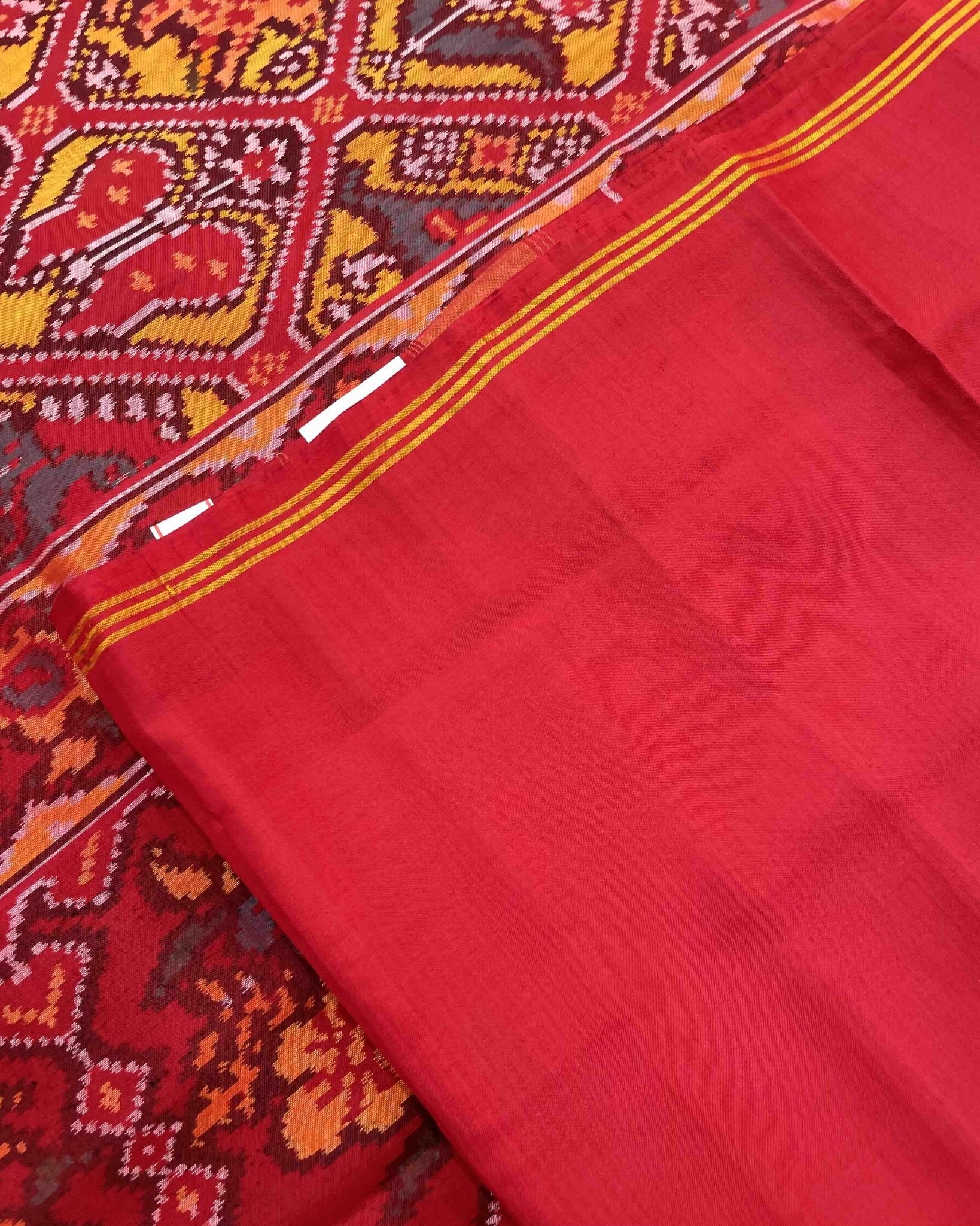Red & Yellow Narikunj Designer Patola Saree - SindhoiPatolaArt