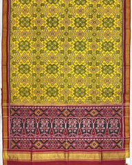 Red & Yellow Navratan Designer Patola Saree - SindhoiPatolaArt