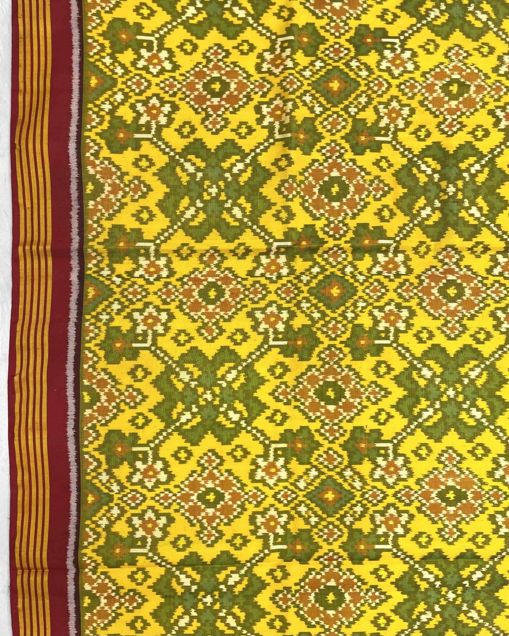 Red & Yellow Navratan Designer Patola Saree - SindhoiPatolaArt