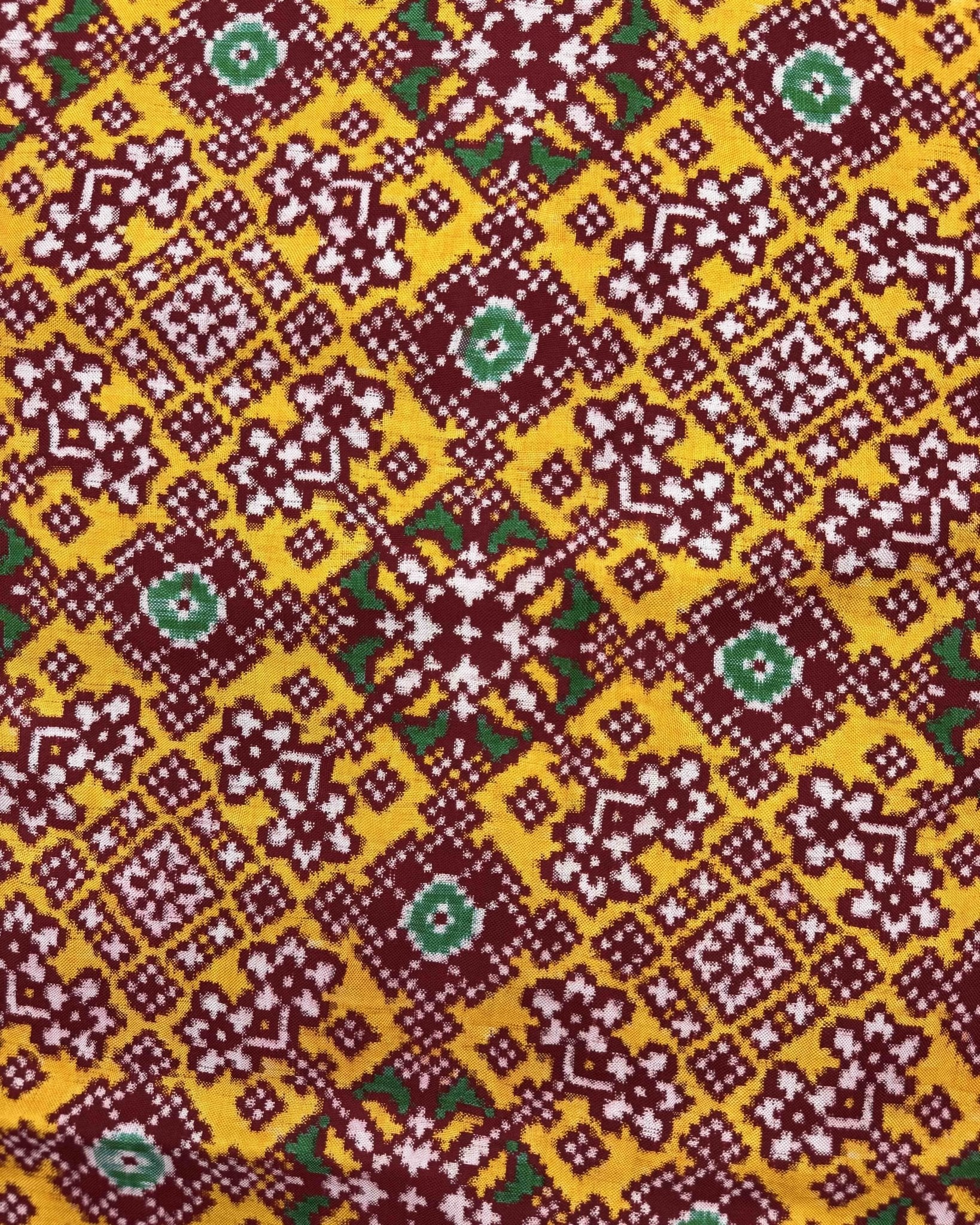 Red & Yellow Navratan Double Ikat Patola Saree - SindhoiPatolaArt