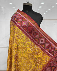 Red & Yellow Navratan Patola Dupatta - SindhoiPatolaArt