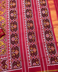 Red & Yellow Navratan Patola Saree - SindhoiPatolaArt
