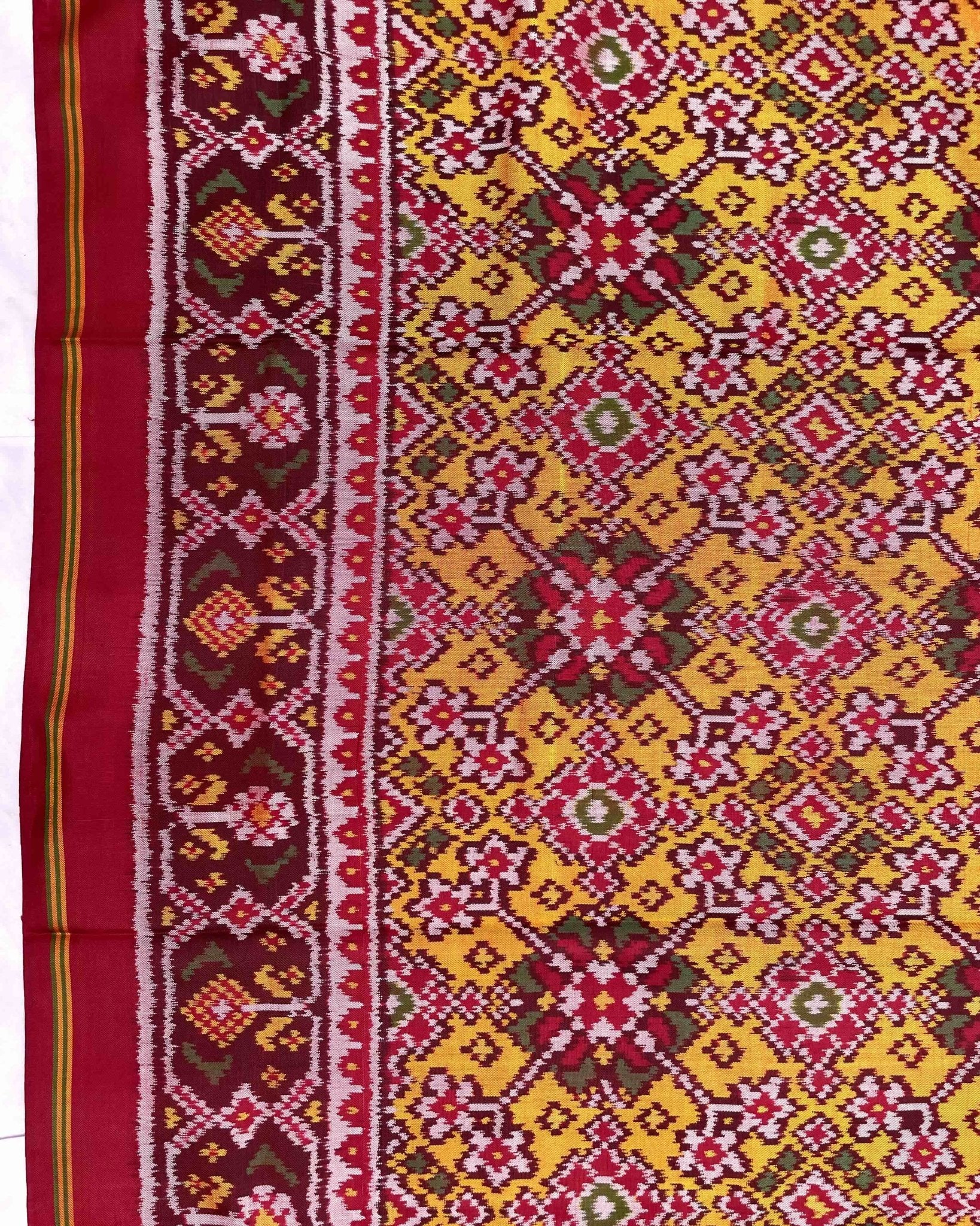 Red & Yellow Navratan Patola Saree - SindhoiPatolaArt