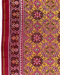Red & Yellow Navratan Patola Saree - SindhoiPatolaArt