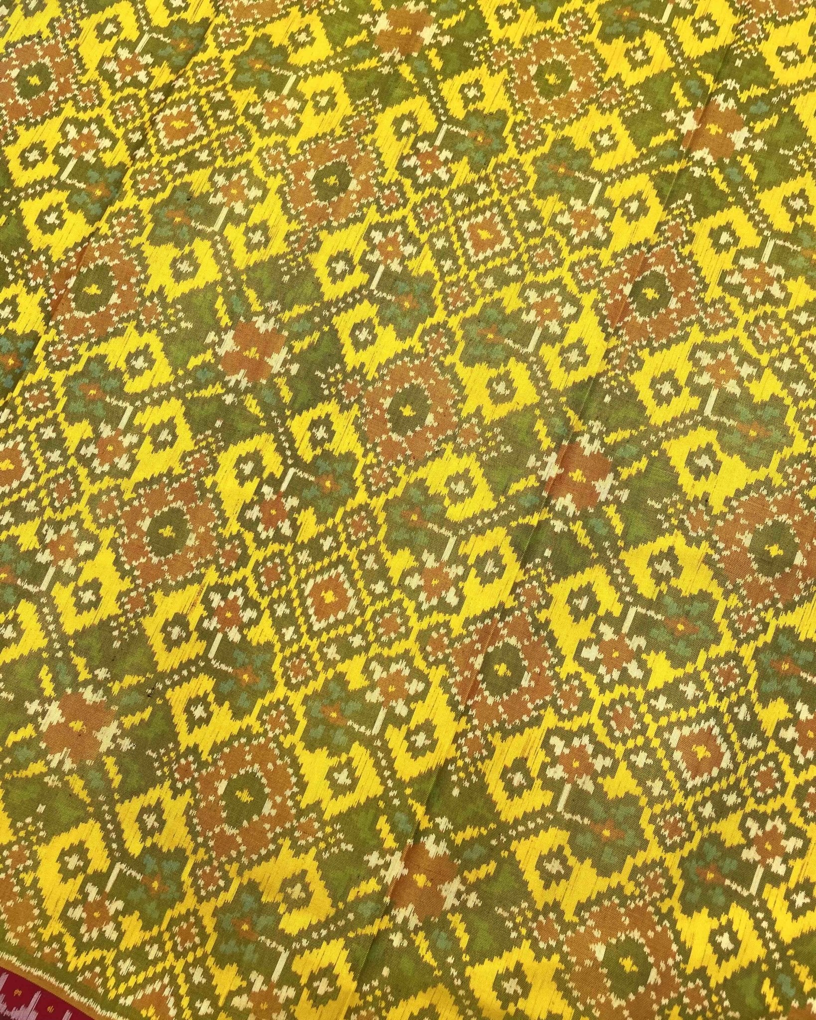 Red & Yellow Navratan Patola Saree - SindhoiPatolaArt