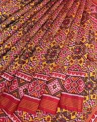 Red & Yellow Navratan Patola Saree - SindhoiPatolaArt