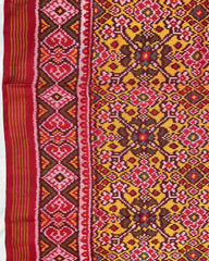 Red & Yellow Navratan Patola Saree - SindhoiPatolaArt