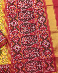 Red & Yellow Navratan Patola Saree - SindhoiPatolaArt