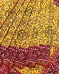 Red & Yellow Navratan Patola Saree - SindhoiPatolaArt