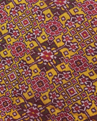 Red & Yellow Navratan Semi Double Ikat Patola Dupatta - SindhoiPatolaArt