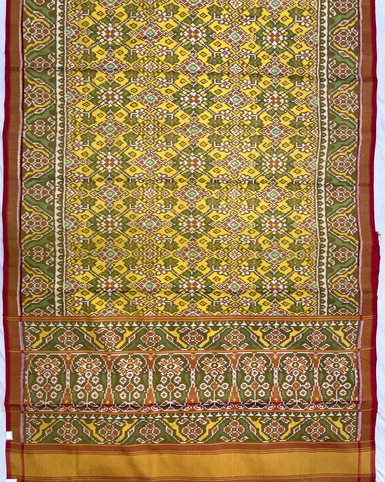 Red & Yellow Navratan Tissue Patola Saree - SindhoiPatolaArt