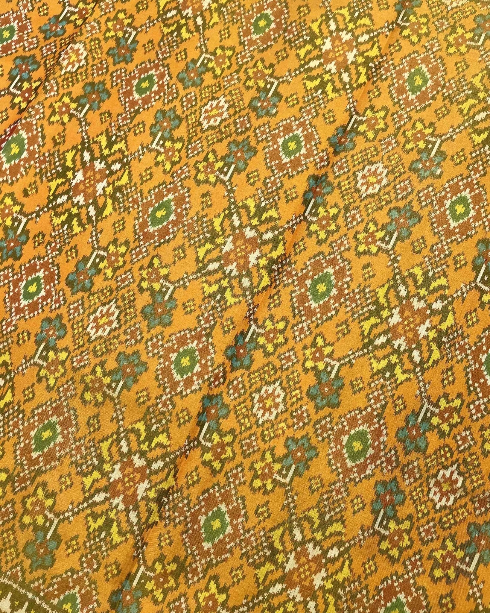 Red & Yellow Navratan Tissue Patola Saree - SindhoiPatolaArt