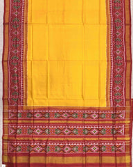 Red & Yellow Plain Patola Saree - SindhoiPatolaArt