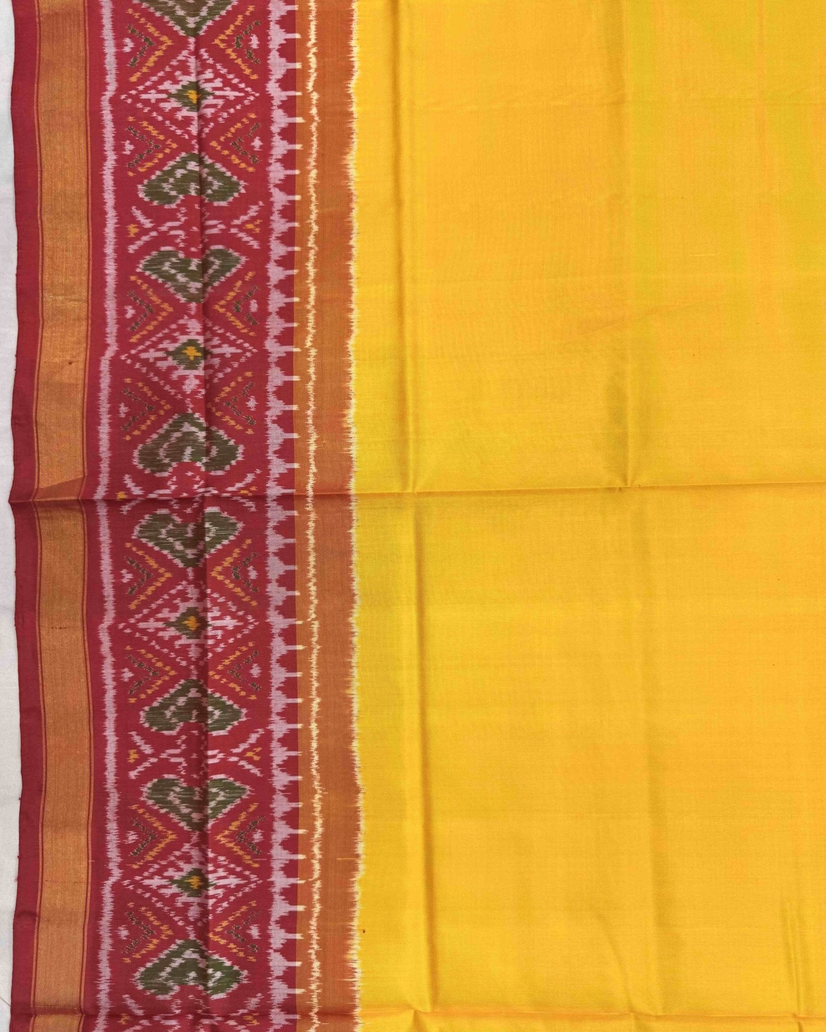 Red & Yellow Plain Patola Saree - SindhoiPatolaArt