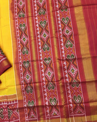 Red & Yellow Plain Patola Saree - SindhoiPatolaArt