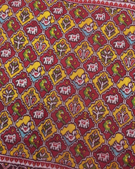 Red & Yellow Small Narikunj Twill Patola Saree - SindhoiPatolaArt