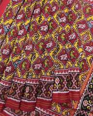 Red & Yellow Small Narikunj Twill Patola Saree - SindhoiPatolaArt
