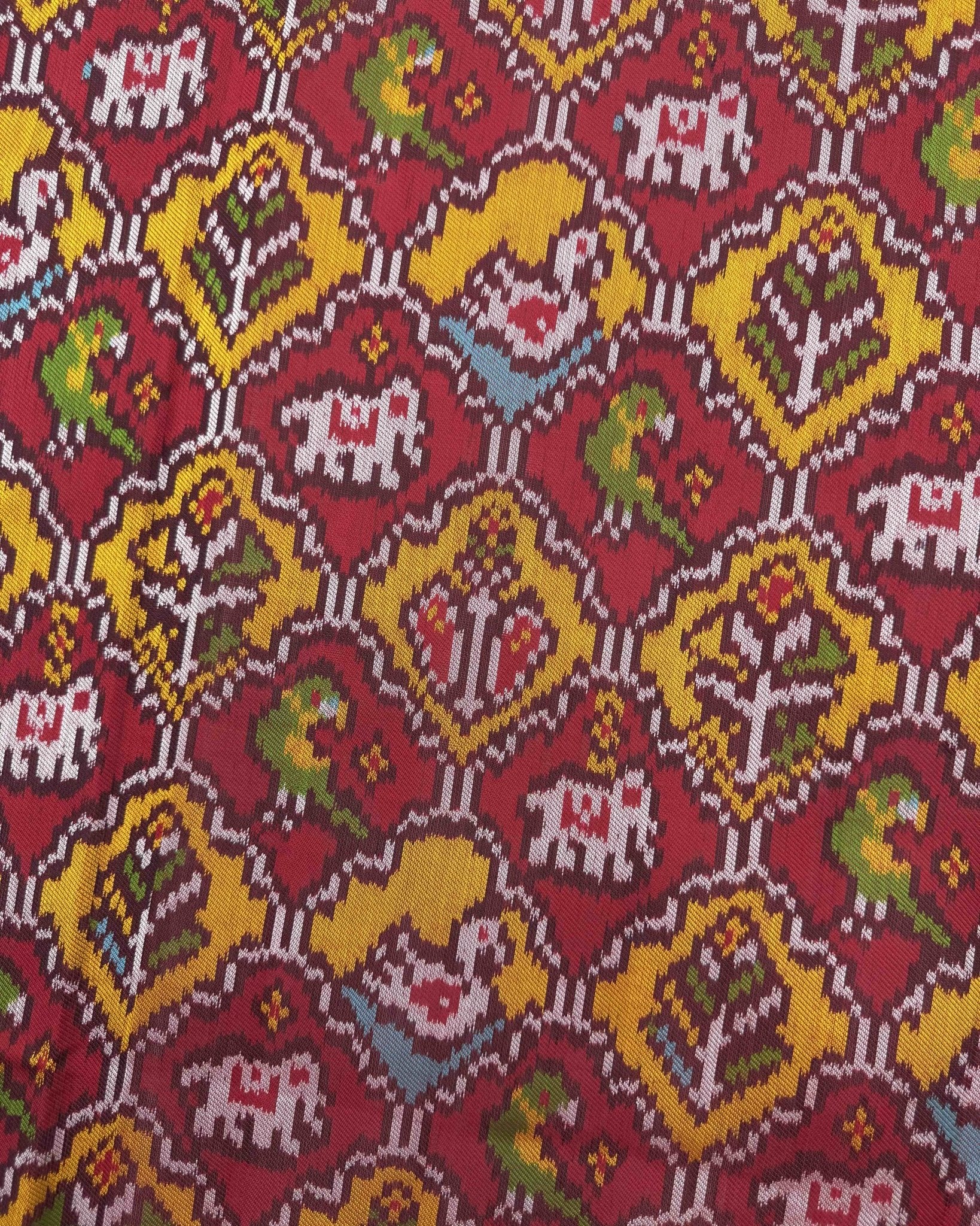 Red & Yellow Small Narikunj Twill Patola Saree - SindhoiPatolaArt