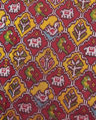 Red & Yellow Small Narikunj Twill Patola Saree - SindhoiPatolaArt