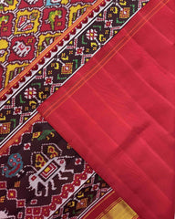 Red & Yellow Small Narikunj Twill Patola Saree - SindhoiPatolaArt