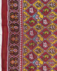 Red & Yellow Small Narikunj Twill Patola Saree - SindhoiPatolaArt