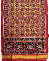 Red & Yellow Small Narikunj Twill Patola Saree - SindhoiPatolaArt