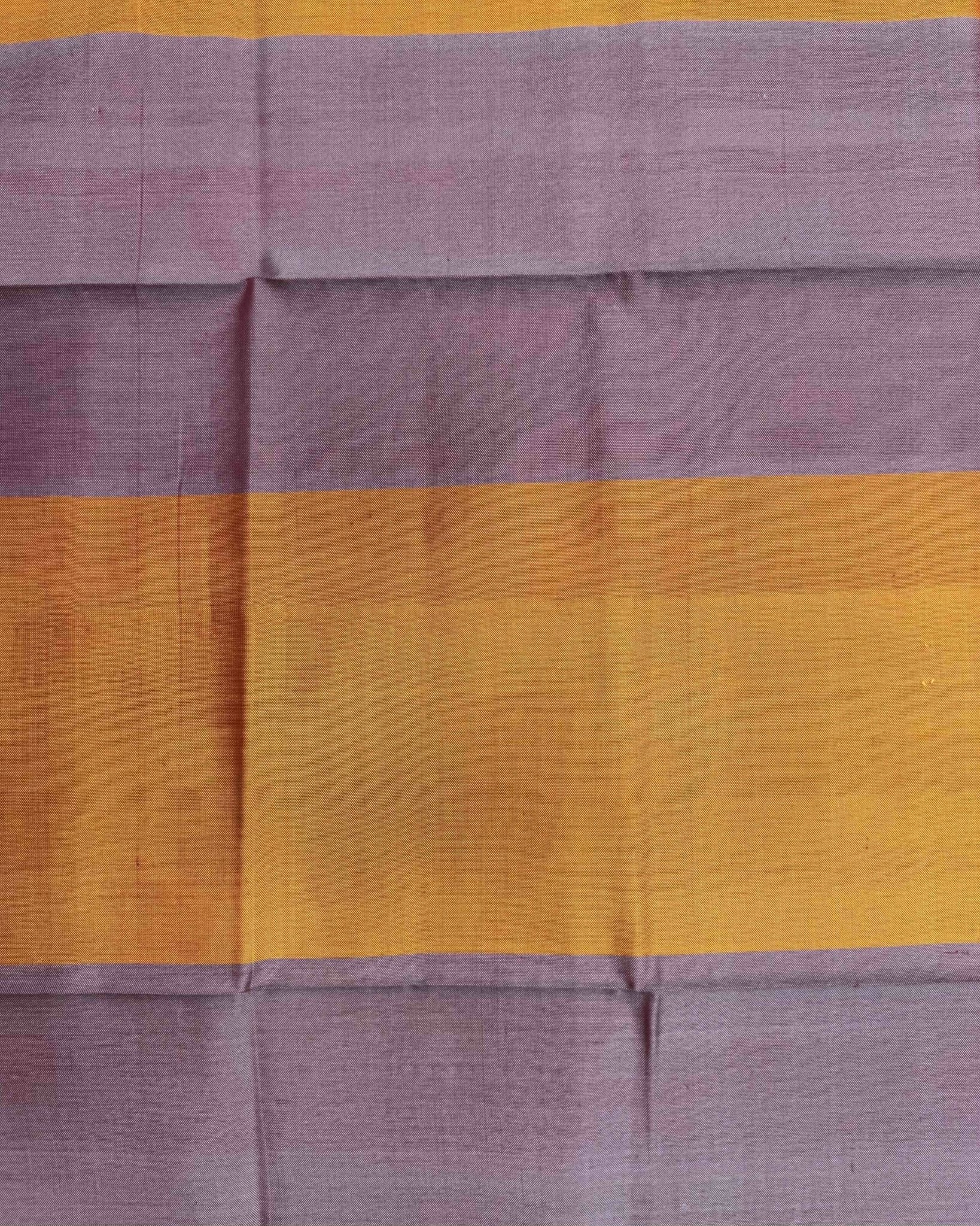 Red & Yellow with Grey Plain Patta Semi Double Ikat Patola Dupatta - SindhoiPatolaArt