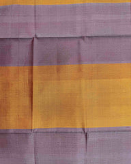 Red & Yellow with Grey Plain Patta Semi Double Ikat Patola Dupatta - SindhoiPatolaArt