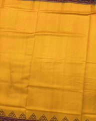 Red & Yellow with Small Scut Border Plain Patola Saree - SindhoiPatolaArt