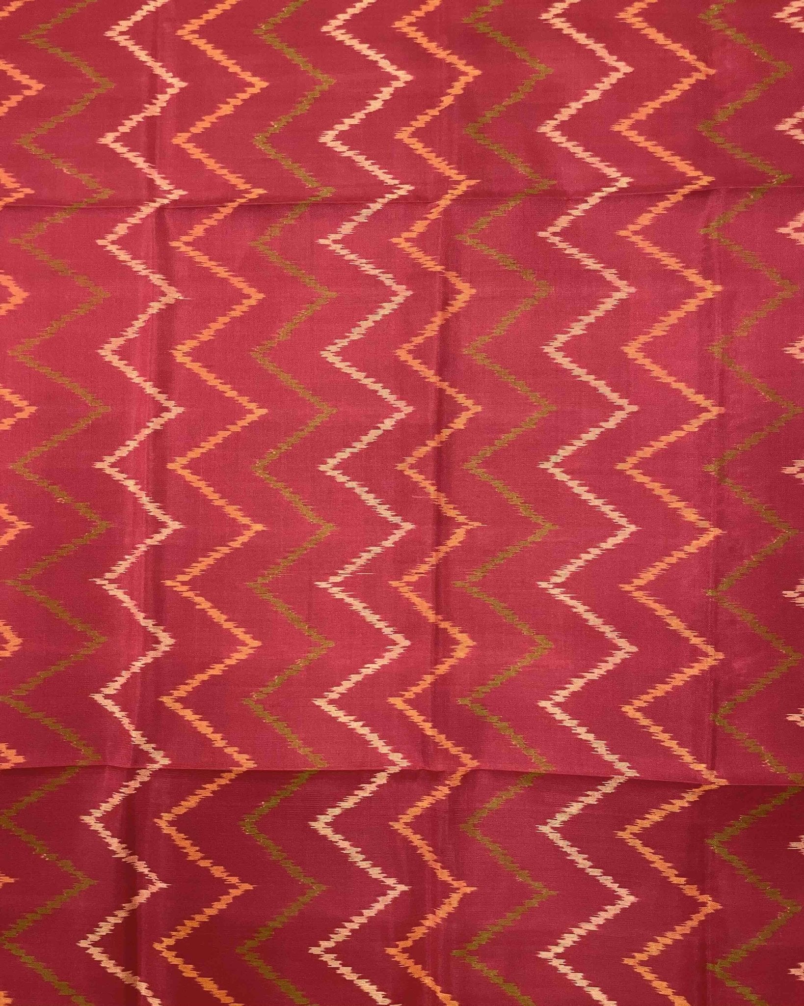 Red Zig Zag Lining Patola Dupatta - SindhoiPatolaArt