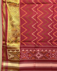 Red Zig Zag Lining Patola Dupatta - SindhoiPatolaArt