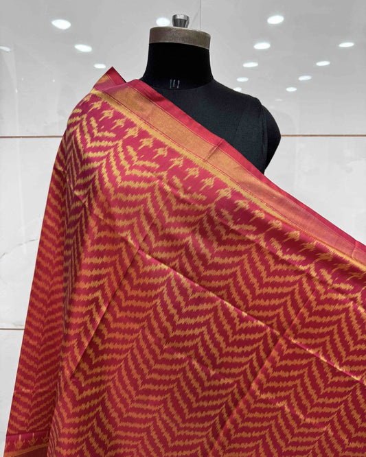 Red Zig Zag Patola Dupatta - SindhoiPatolaArt