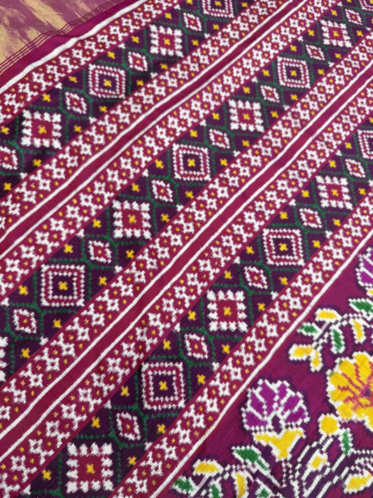 Rose pink creaper Bhat Patan Patola - SindhoiPatolaArt