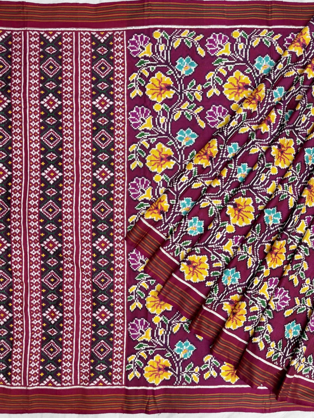 Rose pink creaper Bhat Patan Patola - SindhoiPatolaArt