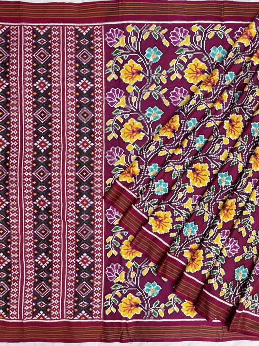 Rose pink creaper Bhat Patan Patola - SindhoiPatolaArt